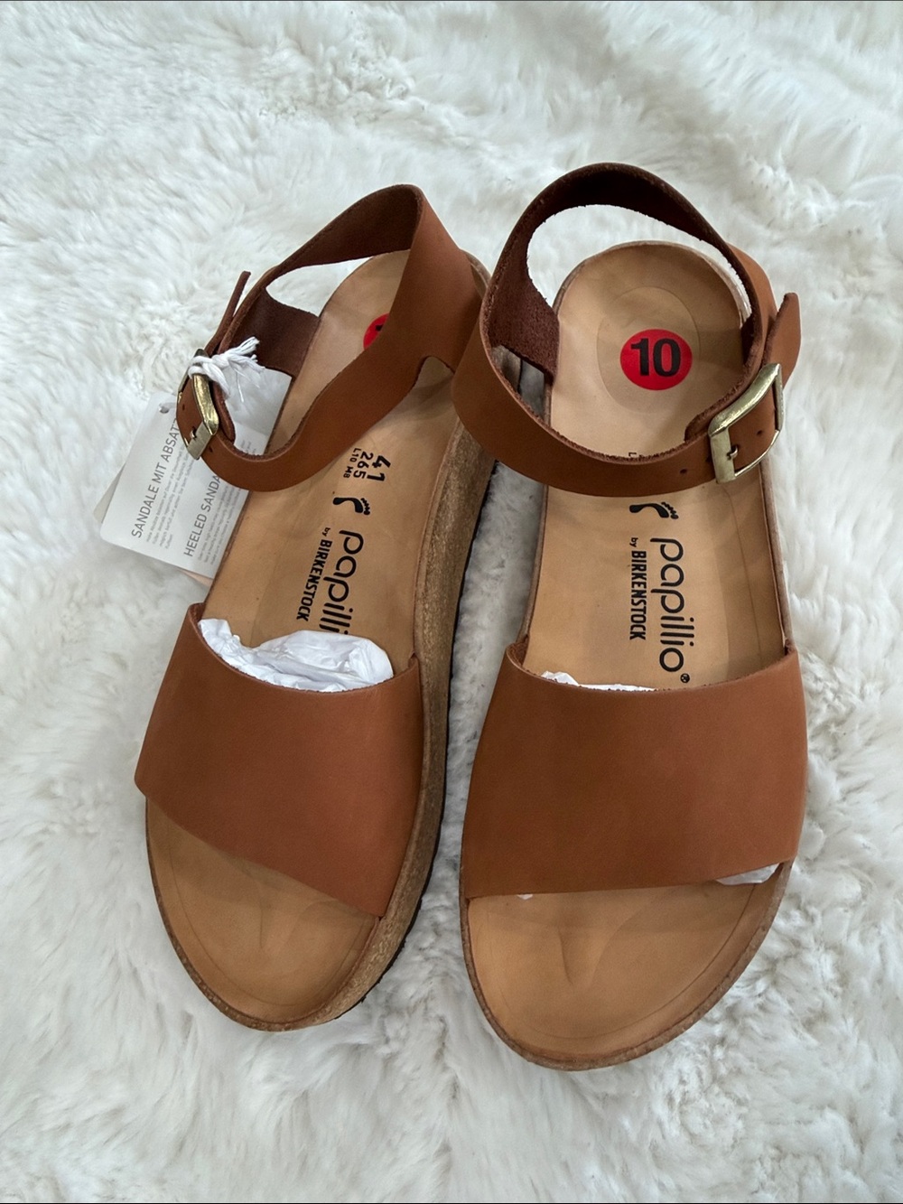 Papillio by Birkenstock,Size 10,Women's Tan Leather Ankle-Strap Sandals - Picture 15 of 17
